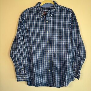 Chaps Men’s Blue Multi-Check Button-Down Shirt